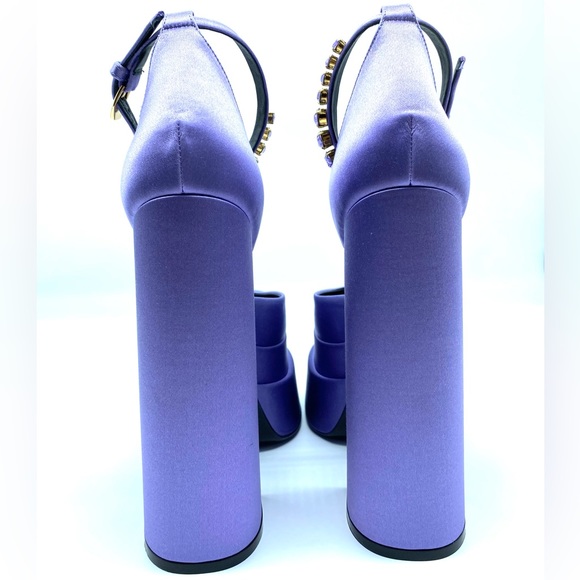 VERSACE Medusa Aevitas Platform Pumps Orchid Chunky Block Heel - Picture 8 of 15